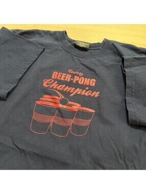 County Beer Pong Champion Funny Graphic T Shirt Steve & Barry’s Size XL